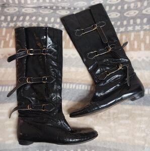 Vintage Jimmy Choo Black Leather Knee-High Boots size 36